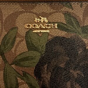 Coach Green and Brown Leaf Pattern Wallet